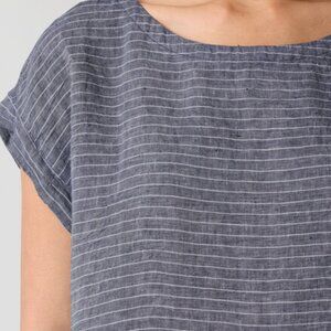 Eileen Fisher Blue Linen Striped Top